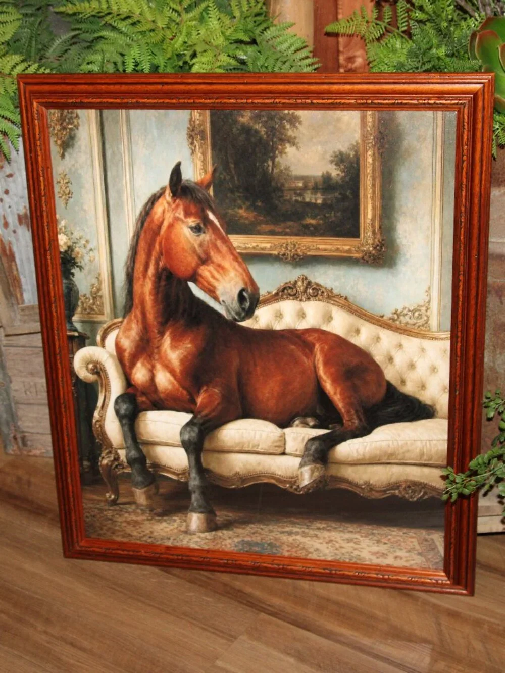 Large Ornate Lounging Horse Farmhouse Wall Decor Picture